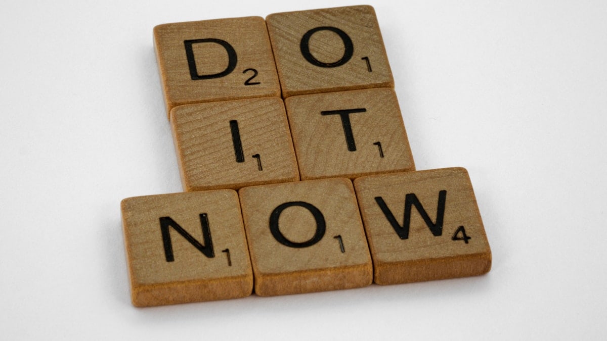 scrabble, scrabble pieces, lettering, letters, wood, scrabble tiles, white background, words, quote, letters, type, typography, design, layout, focus, bokeh, blur, photography, images, image, do it now, yolo, carpe diem, seize the moment, don't delay, don't think twice, live in the moment, mindfulness, get things done, live life, procrastination, putting things off, laziness, hesitate, hesitancy,